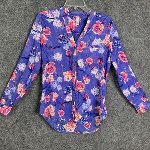 Kut From The Kloth Sheer Rose Floral Blouse Sz Small Button Front StitchFix